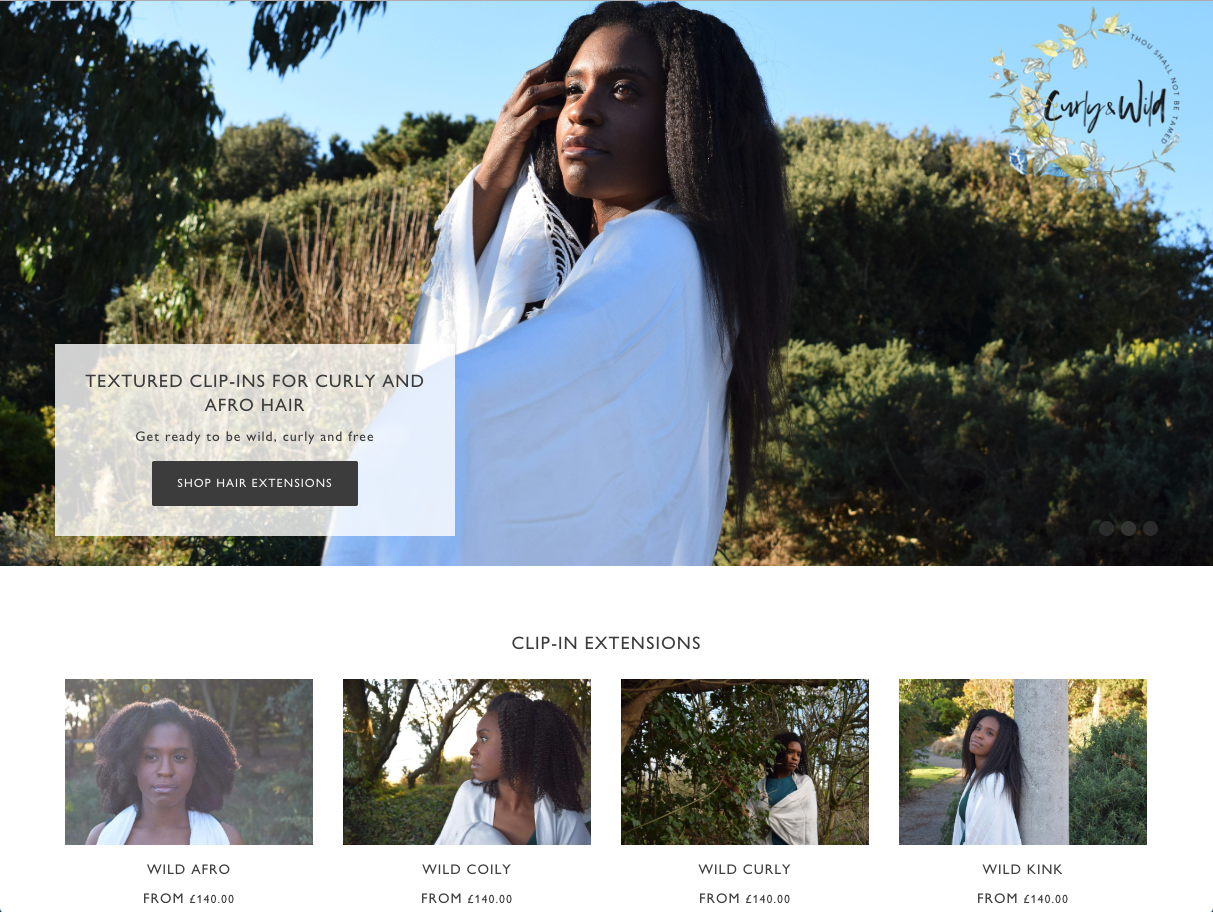 Image of Home Page for Curly and Wild